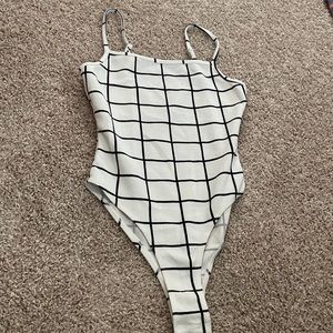 Black and white stripe bodysuit